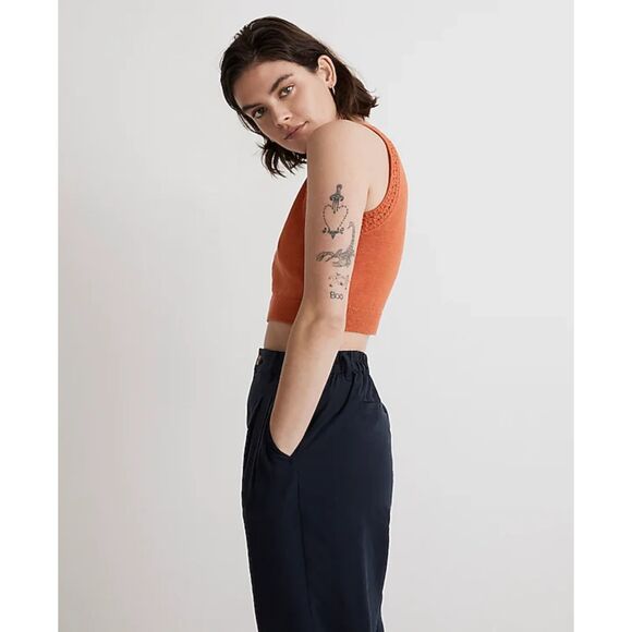 MWT Madewell Crochet-Trim Crop Sweater Tank copperwashed orange XS - Picture 2 of 5